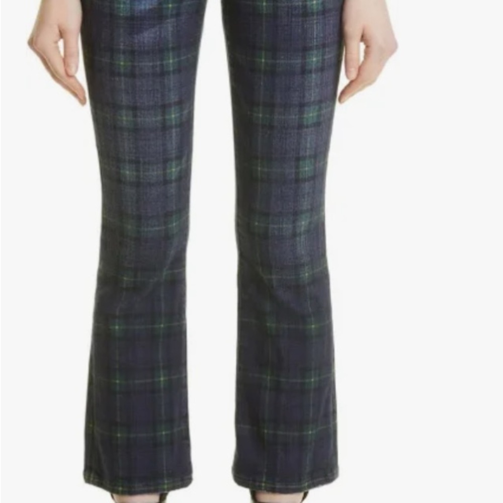 R13 Tartan Flare Pants in Blue and Green - Picture 2 of 9